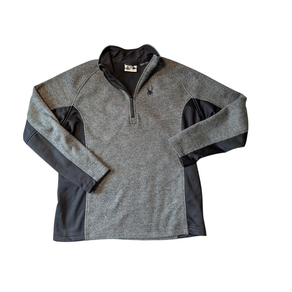 Spyder Men's Gray Black 1/4 Zip Fleece Long Sleeve Pullover Sweatshirt Size XL